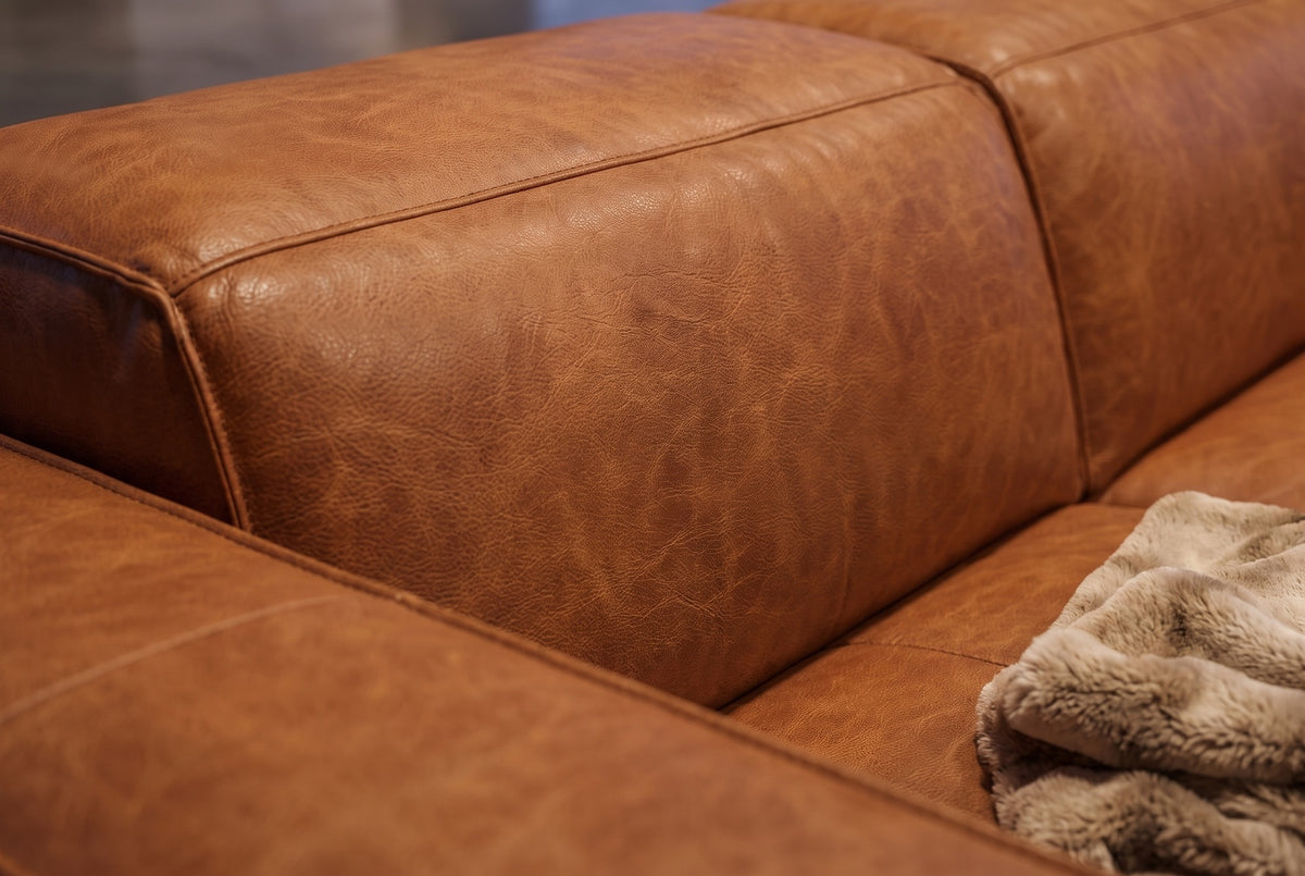 Emery Distressed Italian Aniline Leather Dual Recliner Sofa