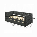 Joy Tufted Daybed w/Trundle - Grey