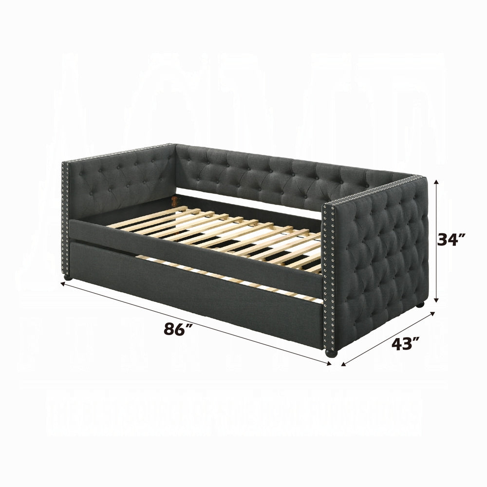 Joy Tufted Daybed w/Trundle - Grey