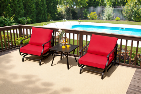 3 Piece Patio Rocking Chair Set with Coffee Table