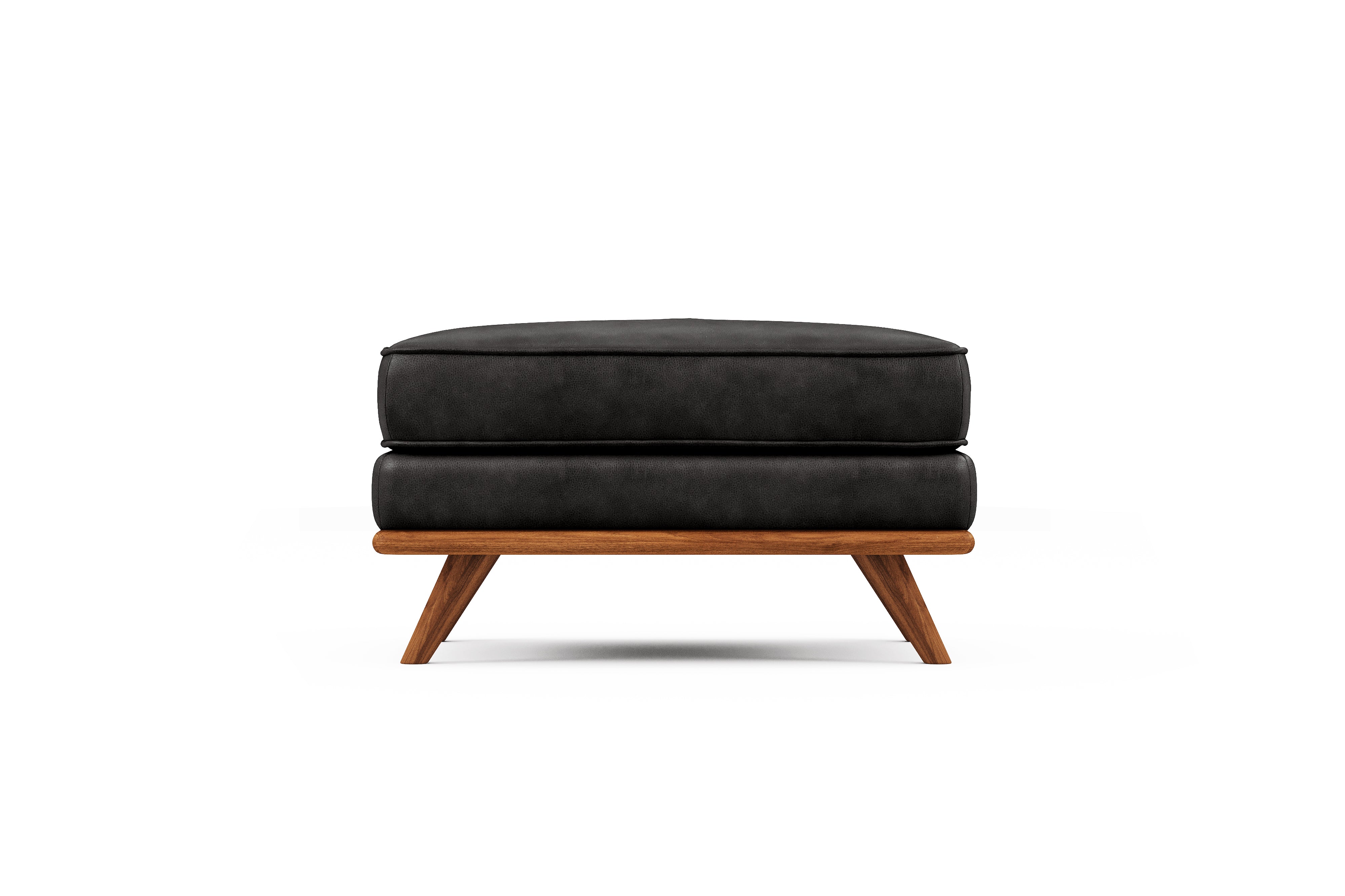 Valencia Artisan Top Grain Leather Ottoman, Black