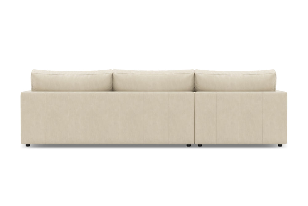 Valencia Serena Leather Three Seats with Left Chaise Sectional Sofa, Beige