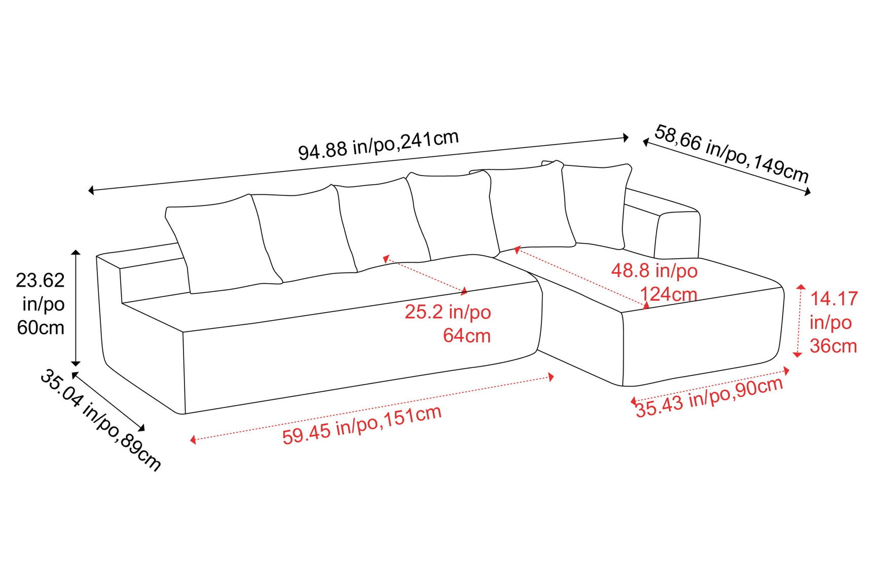 Alexus Corduroy Fabric Sectional Sofa