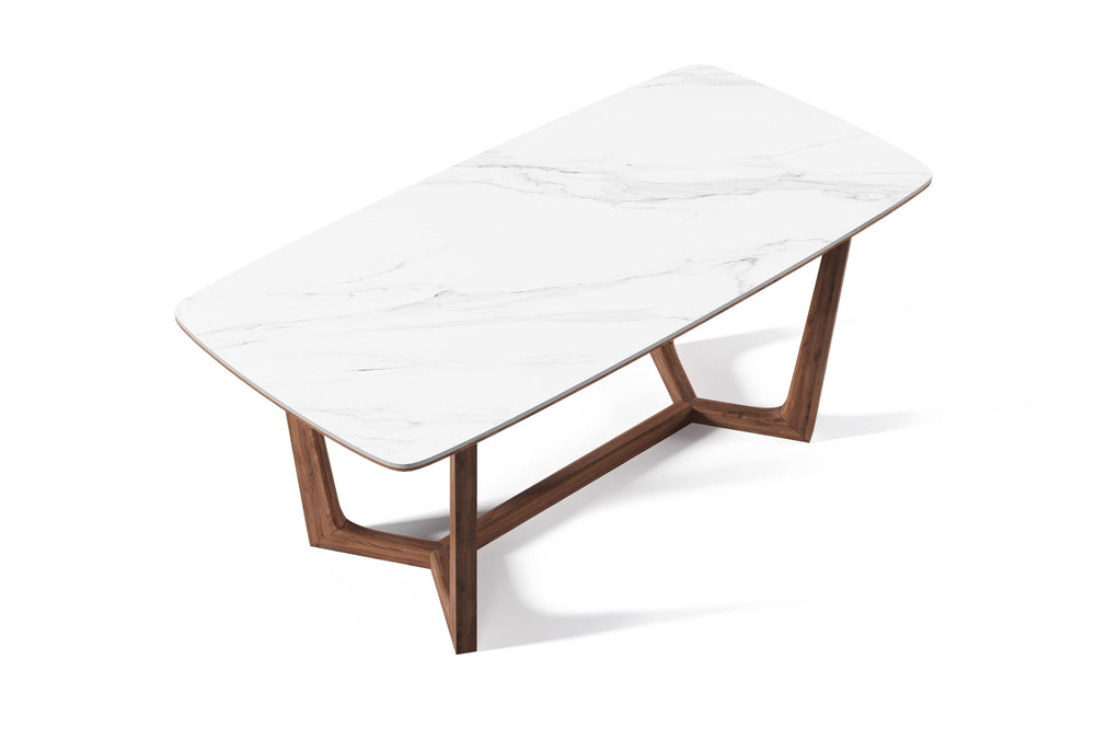 Valencia Luca Natural Marble 95" Dining Table, White