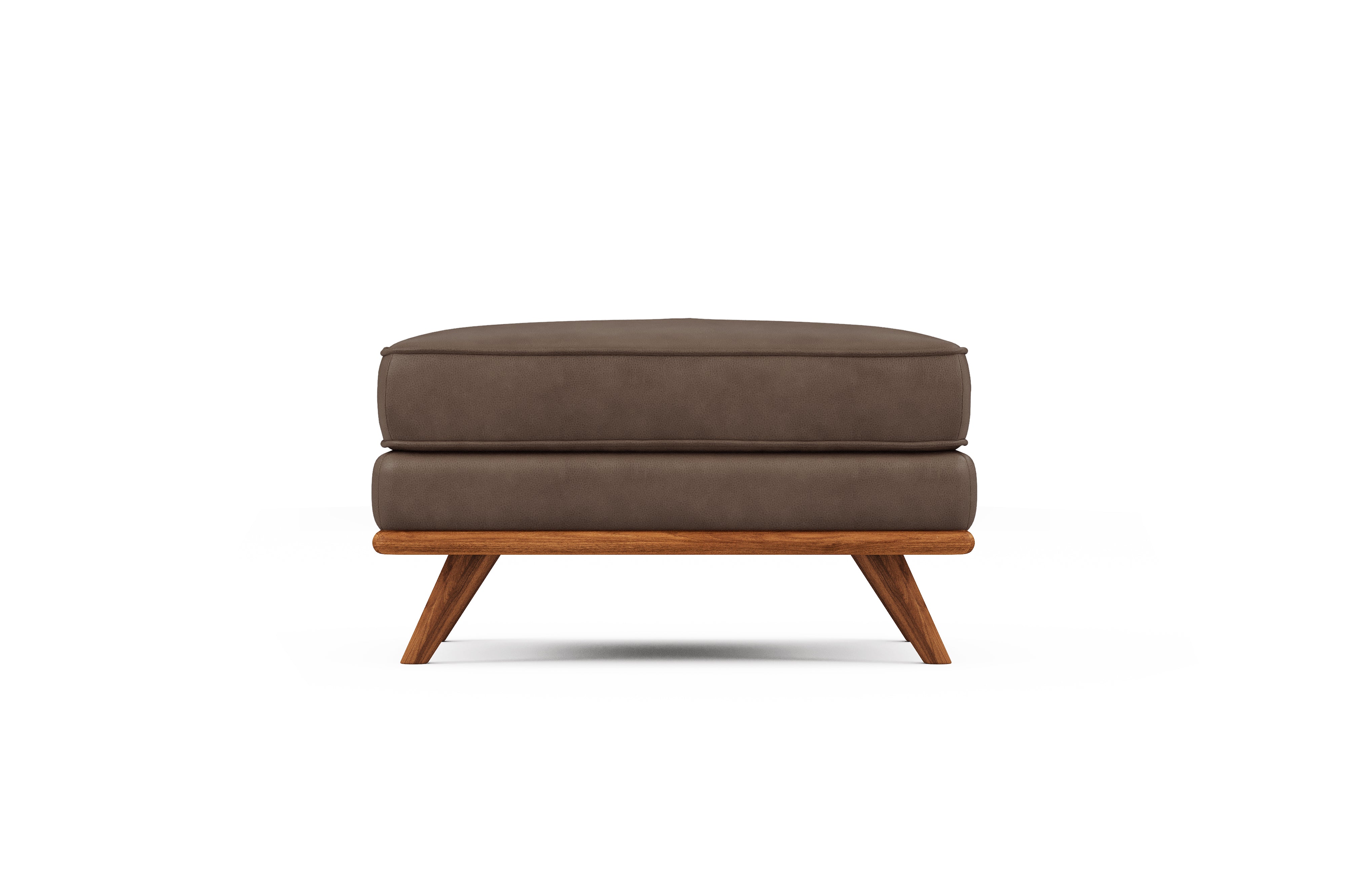 Valencia Artisan Top Grain Leather Ottoman, Chocolate