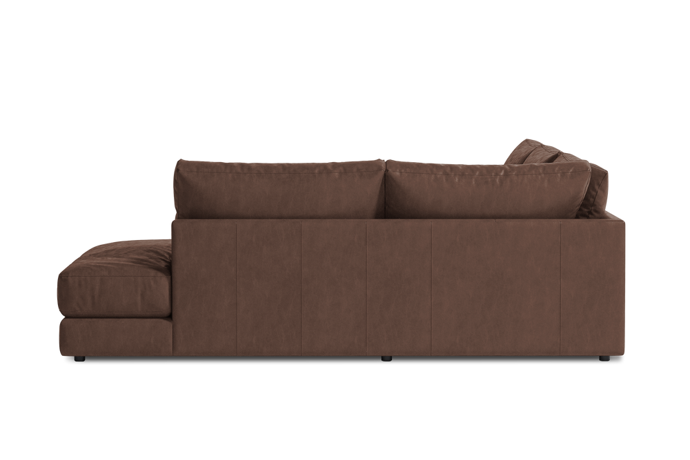 Valencia Serena Leather L-Shape with 2-Piece Right Bumper Chaise Sectional Sofa, Brown