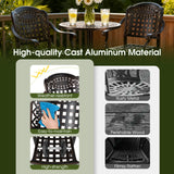 3 Piece Patio Bar Set Outdoor Cast Aluminum Round High Top Table 2 Counter Height Bar Stools