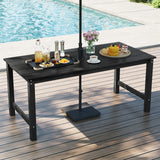 3 Pieces Outdoor Dining Table Set with 2 Benches