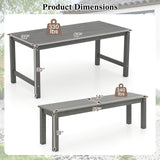 3 Pieces Outdoor Dining Table Set with 2 Benches