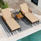 3 Pieces Patio Chaise Lounge Set for Poolside Backyard Porch
