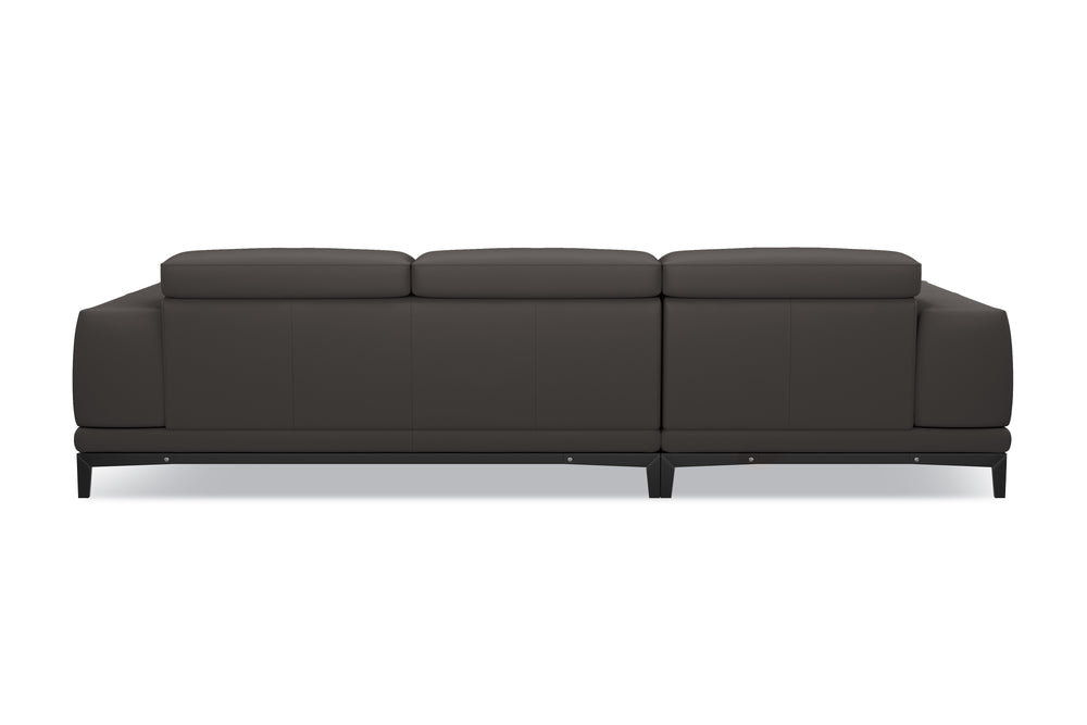 Valencia Valletta Top Grain Leather Three Seats with Left Chaise Sofa, Dark Grey