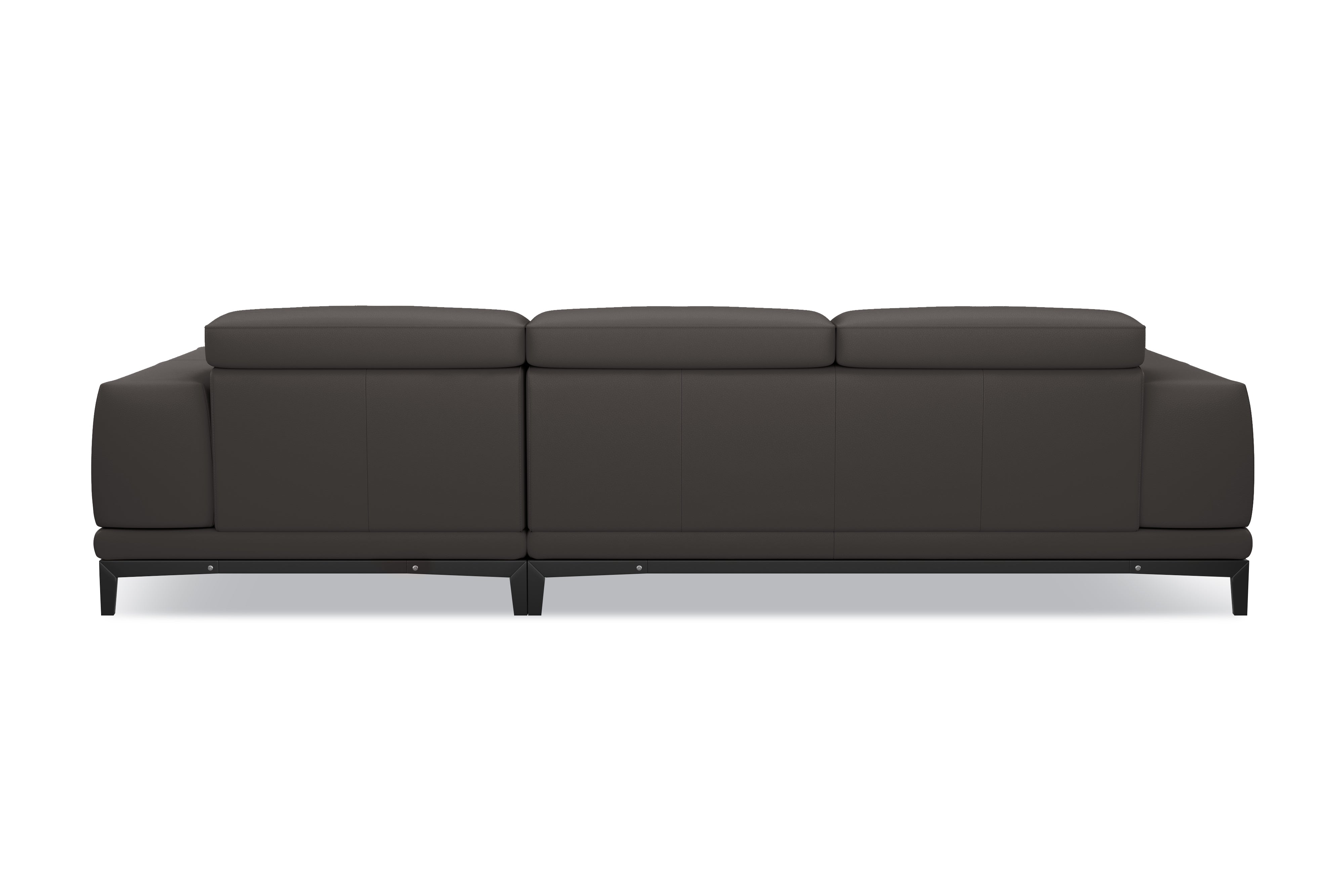 Valencia Valletta Top Grain Leather Three Seats with Right Chaise Sofa, Dark Grey