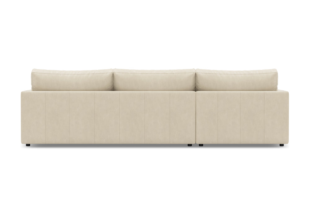 Valencia Serena Leather 2-Piece Left Bumper Chaise Sectional Sofa, Beige