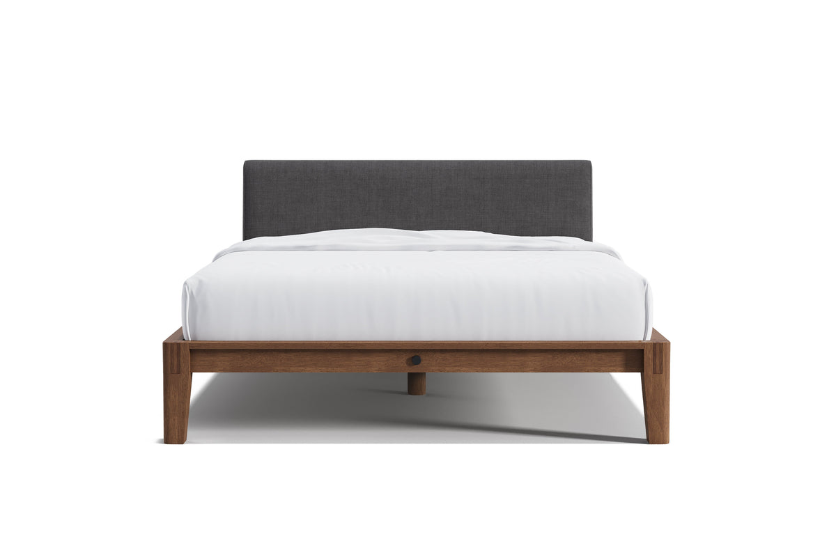 Valencia Zoey Upholstered Headboard Queen Size Bed Frame, Walnut