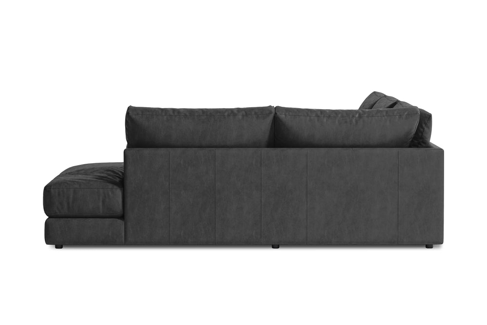 Valencia Serena Leather 2-Piece Right Bumper Chaise Sectional Sofa, Black