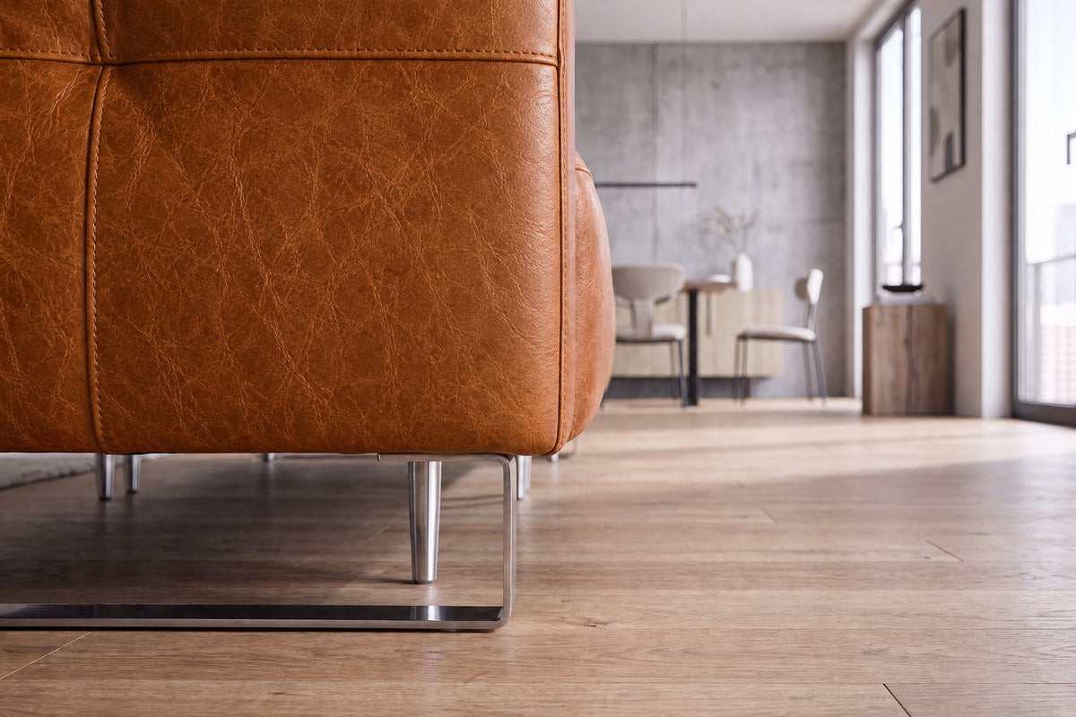 Sofia Distressed Italian Aniline Leather Dual Reclining Sofa