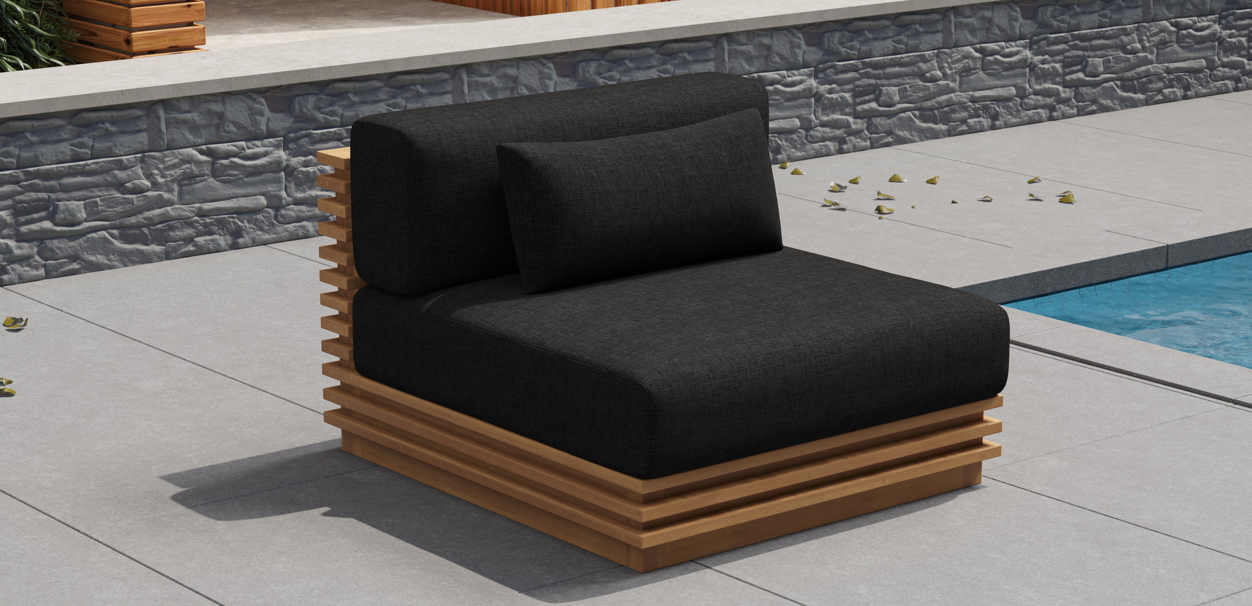 Valencia Elise Fabric Sectional Outdoor Armless Piece, Black