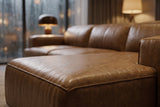 Valentina recliner Sectional in distressed Italian aniline leather