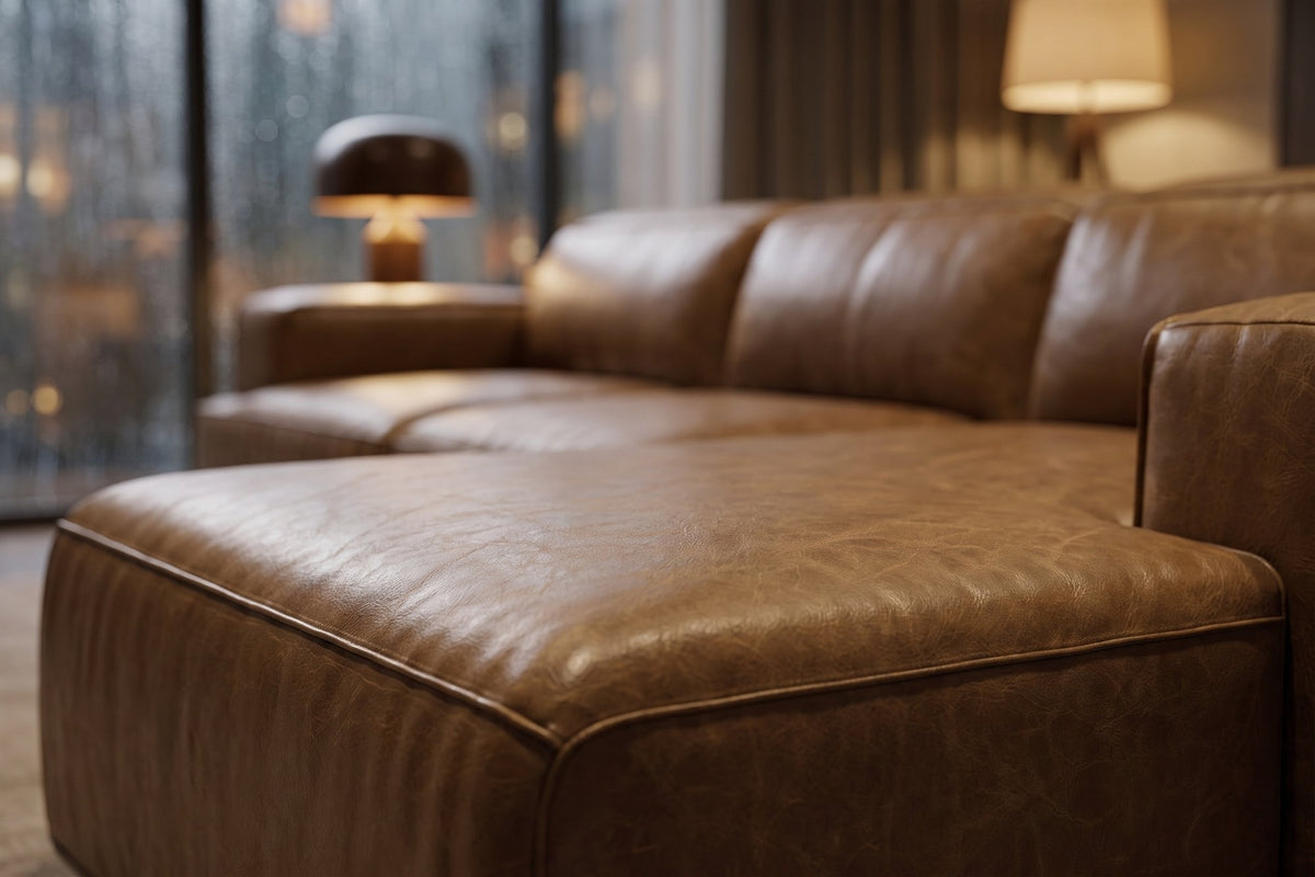 Valentina recliner Sectional in distressed Italian aniline leather