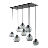 CUBUS Graphite Glass Scandinavian Pendant Light Fixture for Kitchen Island, Dining Room & Living Room (8-Light)