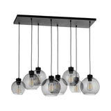 CUBUS Graphite Glass Scandinavian Pendant Light Fixture for Kitchen Island, Dining Room & Living Room (8-Light)