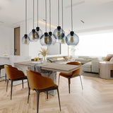 CUBUS Graphite Glass Scandinavian Pendant Light Fixture for Kitchen Island, Dining Room & Living Room (8-Light)