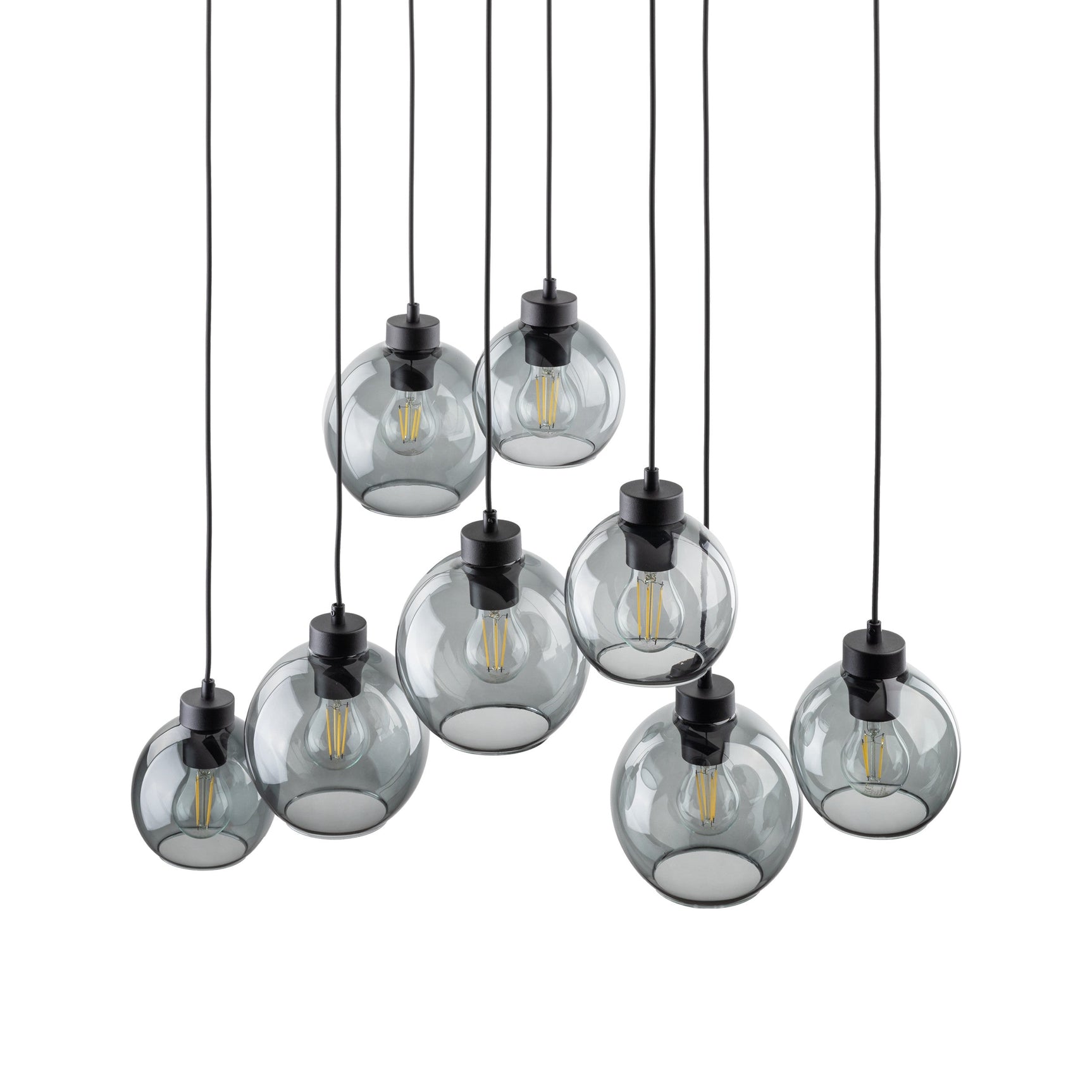 CUBUS Graphite Glass Scandinavian Pendant Light Fixture for Kitchen Island, Dining Room & Living Room (8-Light)
