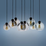 CUBUS Graphite Glass Scandinavian Pendant Light Fixture for Kitchen Island, Dining Room & Living Room (8-Light)