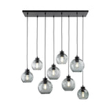 CUBUS Graphite Glass Scandinavian Pendant Light Fixture for Kitchen Island, Dining Room & Living Room (8-Light)