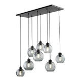 CUBUS Graphite Glass Scandinavian Pendant Light Fixture for Kitchen Island, Dining Room & Living Room (8-Light)