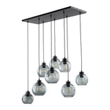 CUBUS Graphite Glass Scandinavian Pendant Light Fixture for Kitchen Island, Dining Room & Living Room (8-Light)