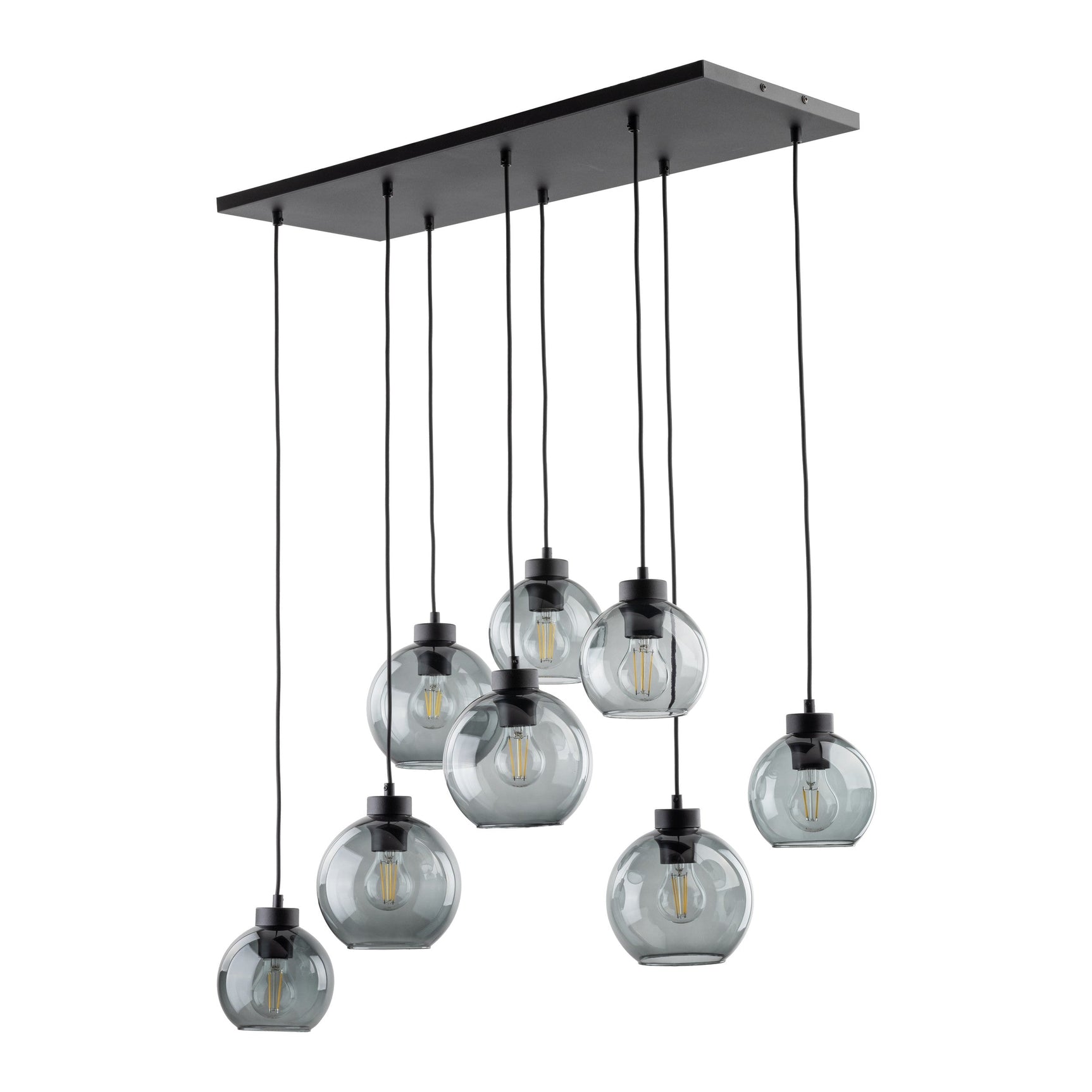 CUBUS Graphite Glass Scandinavian Pendant Light Fixture for Kitchen Island, Dining Room & Living Room (8-Light)