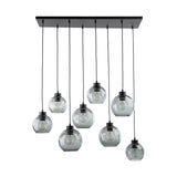 CUBUS Graphite Glass Scandinavian Pendant Light Fixture for Kitchen Island, Dining Room & Living Room (8-Light)