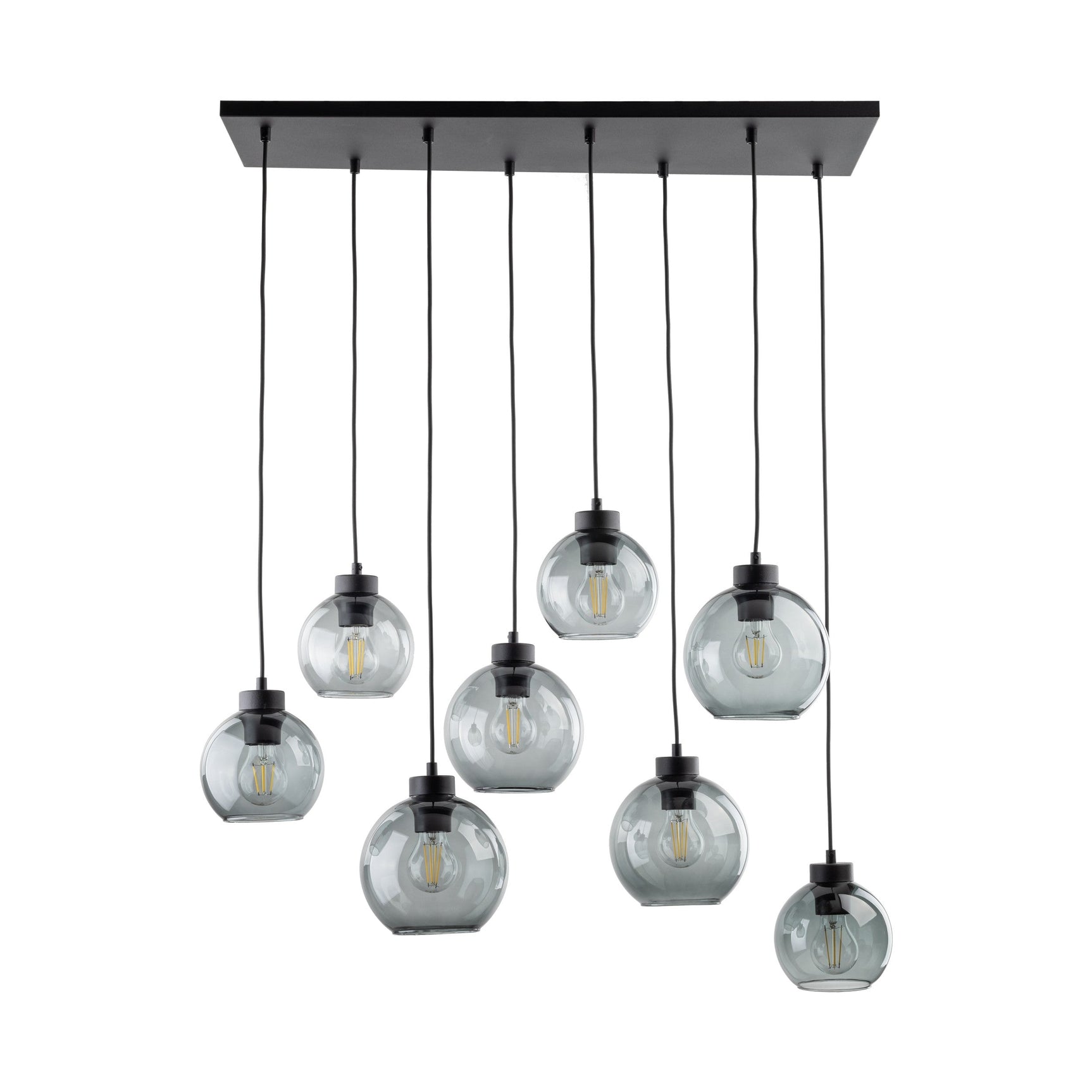 CUBUS Graphite Glass Scandinavian Pendant Light Fixture for Kitchen Island, Dining Room & Living Room (8-Light)