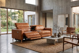 Elodie Distressed Italian Aniline Leather Dual Recliner Sofa with Console