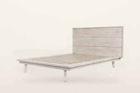 Bassiano Brushed Acacia Platform Bed in Whitewash, studio photo