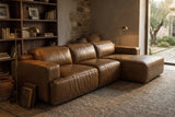 Valentina recliner Sectional in distressed Italian aniline leather