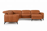 Esther Distressed Italian Aniline Leather Corner Recliner Sectional Sofa