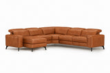 Esther Distressed Italian Aniline Leather Corner Recliner Sectional Sofa