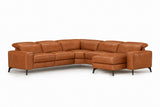 Esther Distressed Italian Aniline Leather Corner Recliner Sectional Sofa