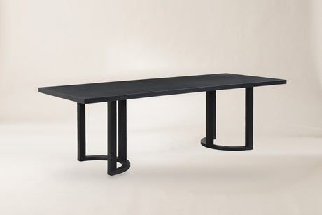 Orvieto 95-Inch Trestle Dining Table in Black, studio photo