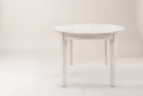 Keaton Round Dining Table in Whitewash, studio photo