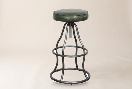 Garrick Leather Bar Stool in Matcha, studio photo