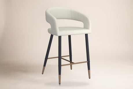 Lark Faux Leather Counter Stool (Set of 2) in Beige / Black, studio photo