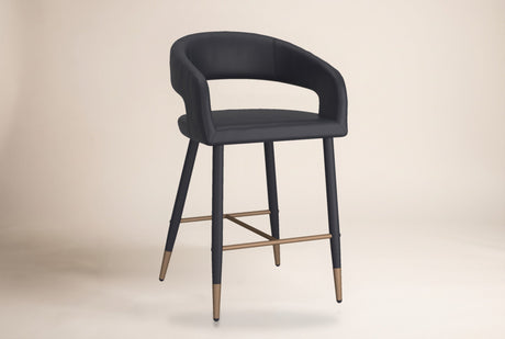 Lark Faux Leather Counter Stool (Set of 2) in Black / Black, studio photo