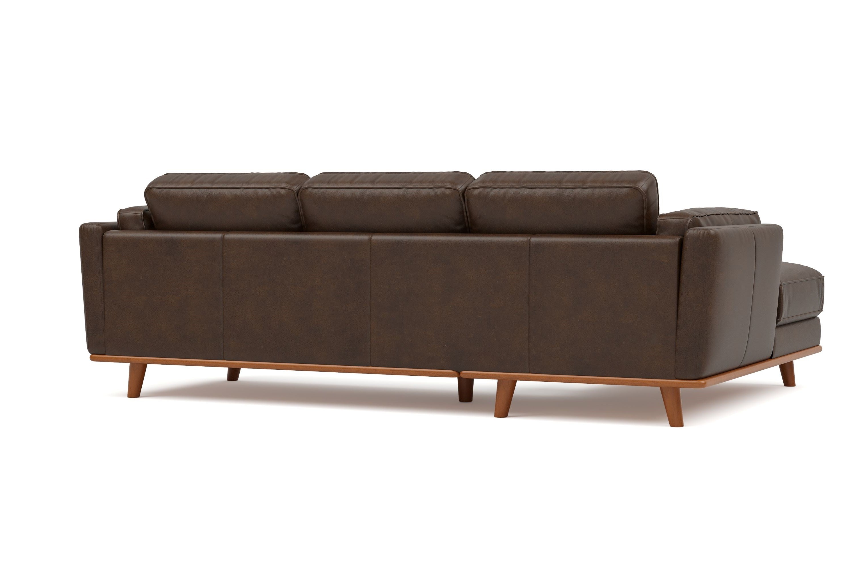 Valencia Artisan Top Grain Three Seats with Left Hand Chaise Leather Sofa, Chocolate