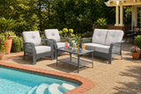 4 Pieces Patio Wicker Furniture Set Loveseat Sofa Coffee Table with Cushion