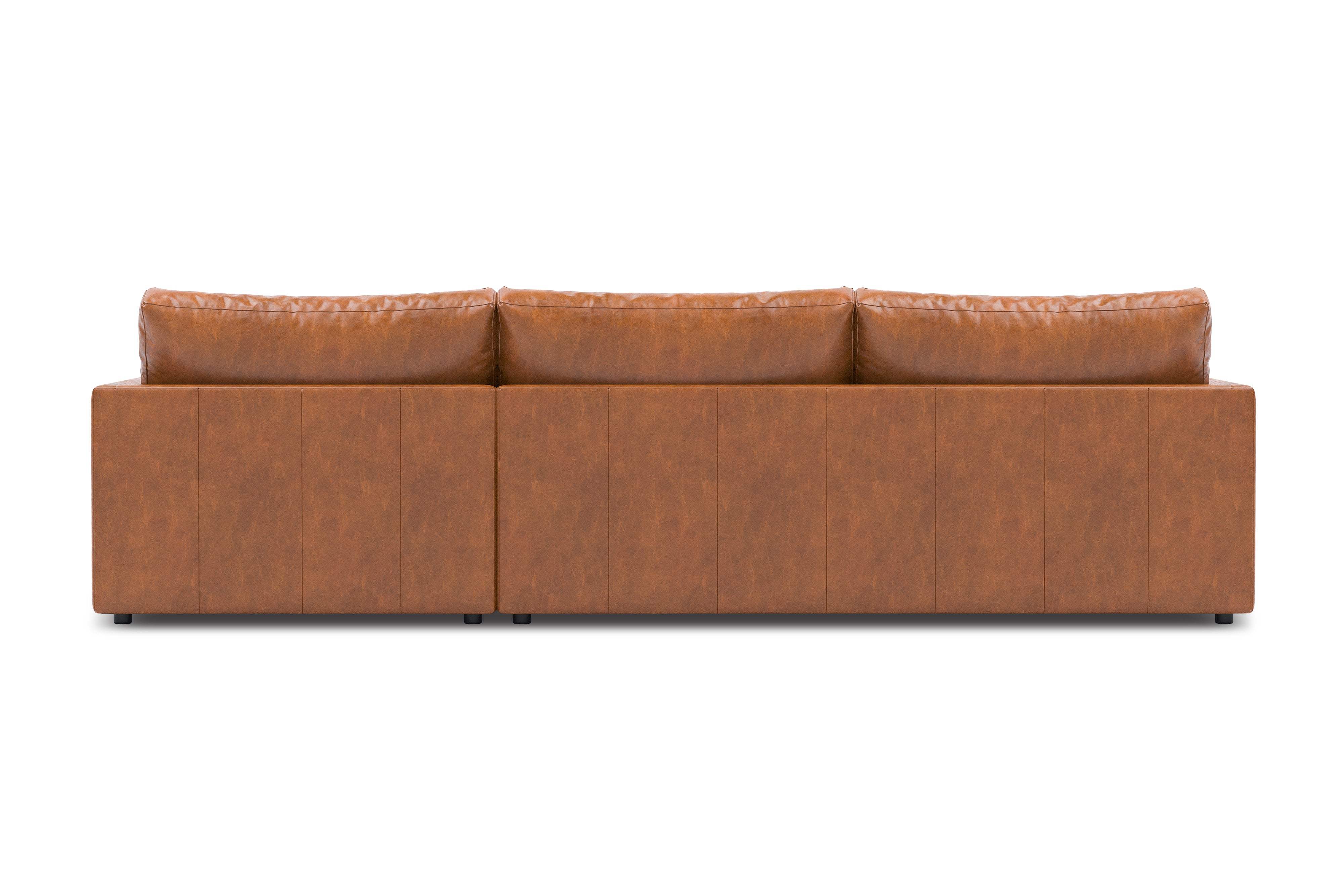 Valencia Serena Leather Three Seats with Right Chaise Sectional Sofa, Cognac