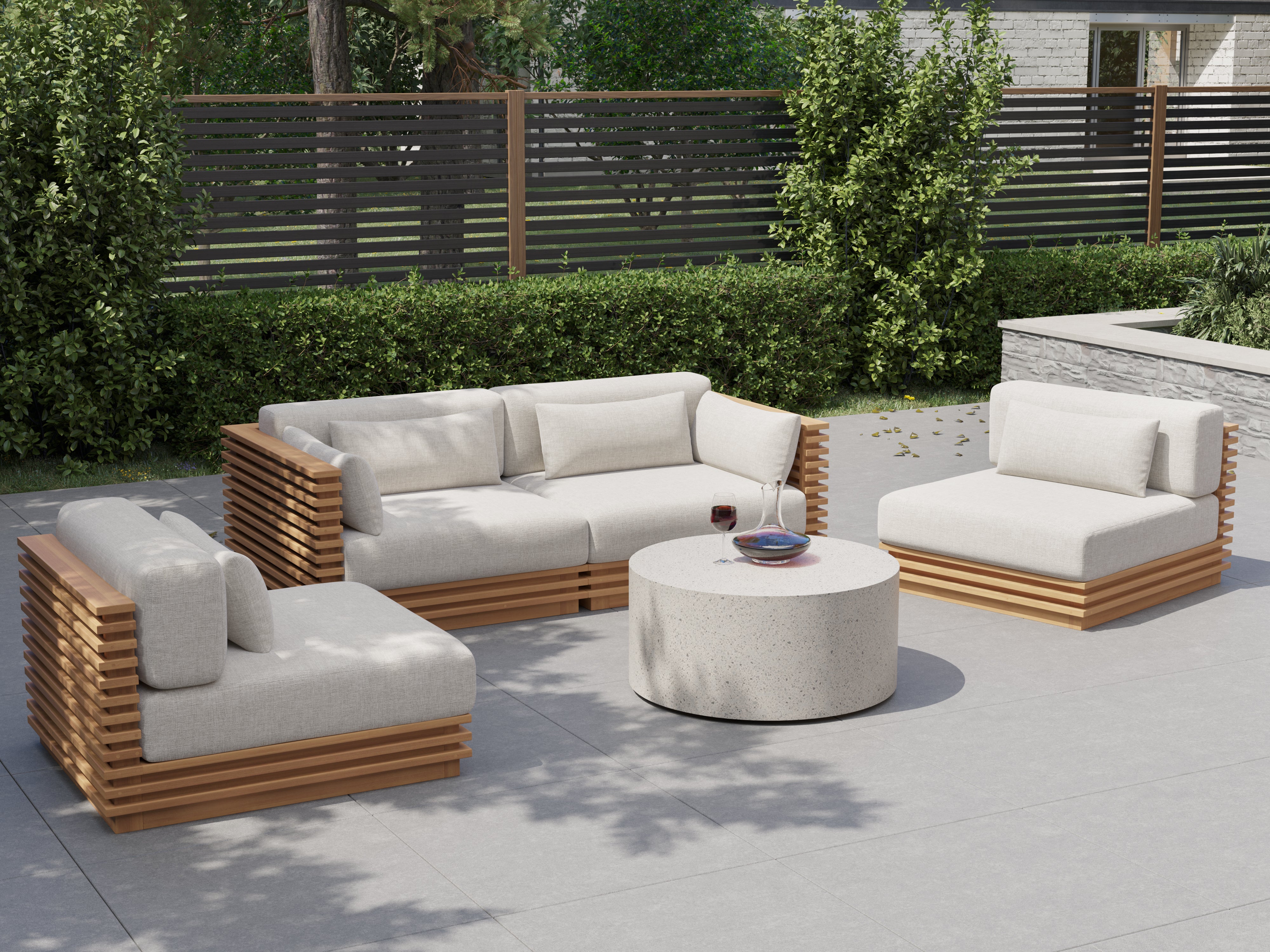 Valencia Elise Fabric Sectional Outdoor Loveseat Sofa, Beige