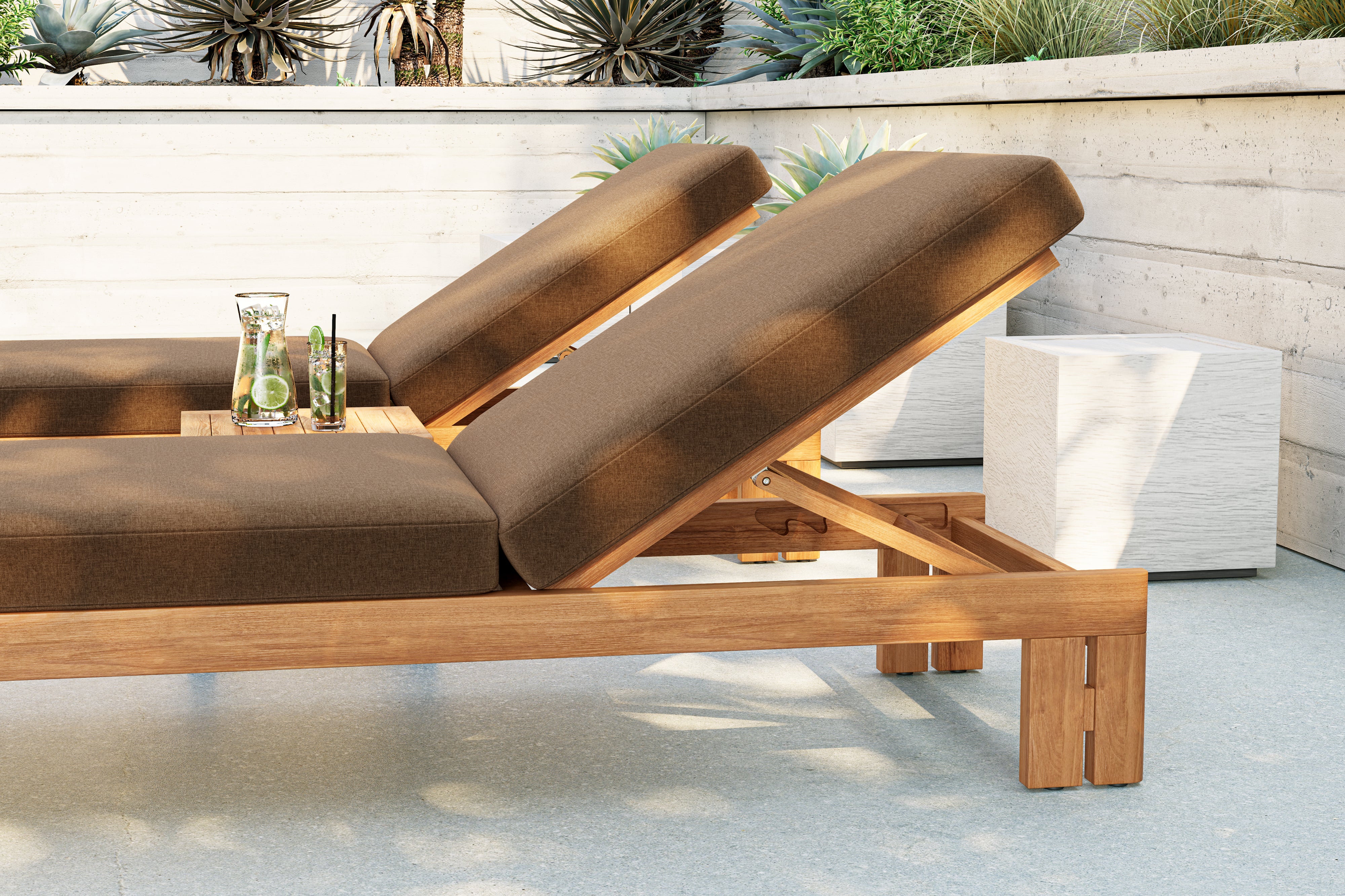 Valencia Roberto Natural Teak Outdoor Chaise, Brown